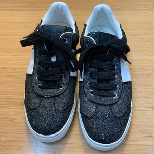 Valentino Garavani Fly Crew Black Glitter Sneakers